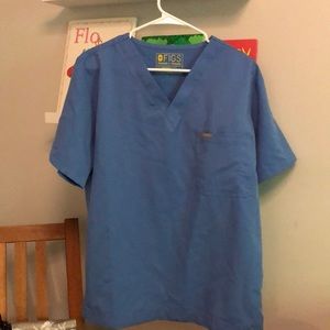 FIGS ceil blue scrub top, size M